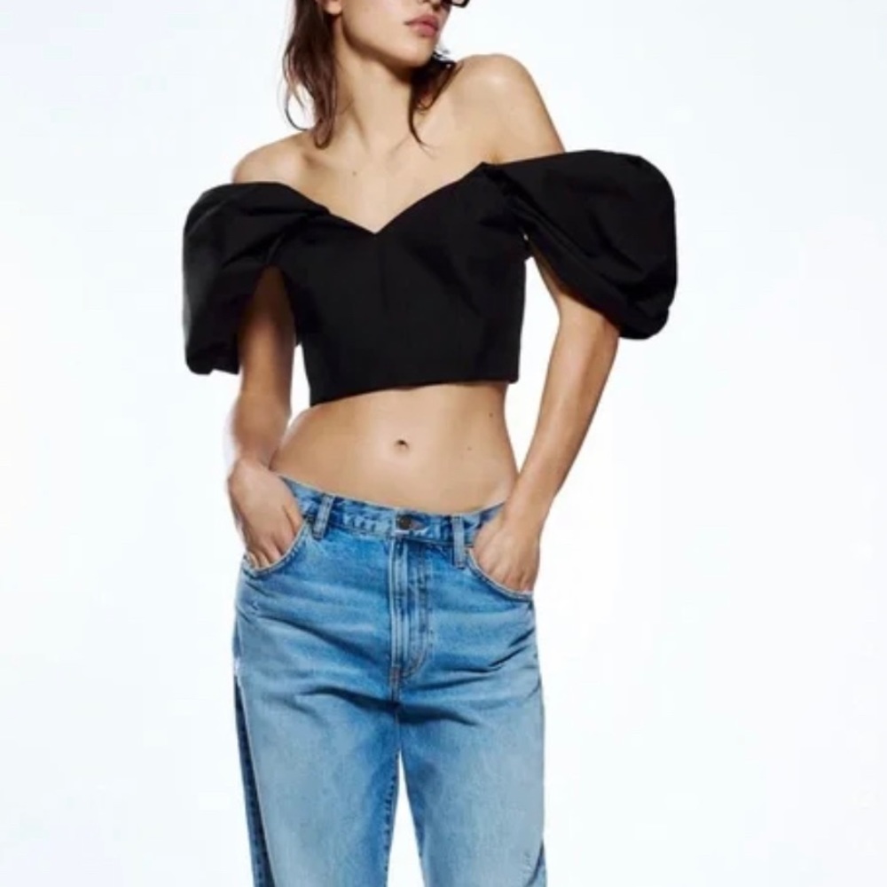 Zara 2022 statement draped sleeve bustier limited edition